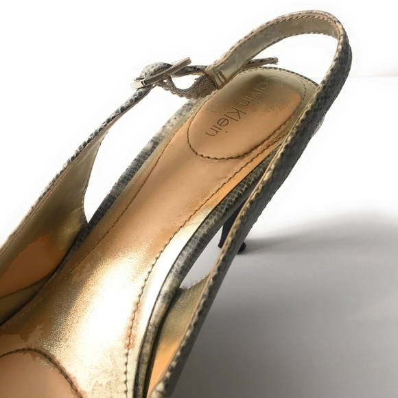 Calvin Klein Snakeskin Slingback Heels Shoes 6.5 - Picture 6 of 7